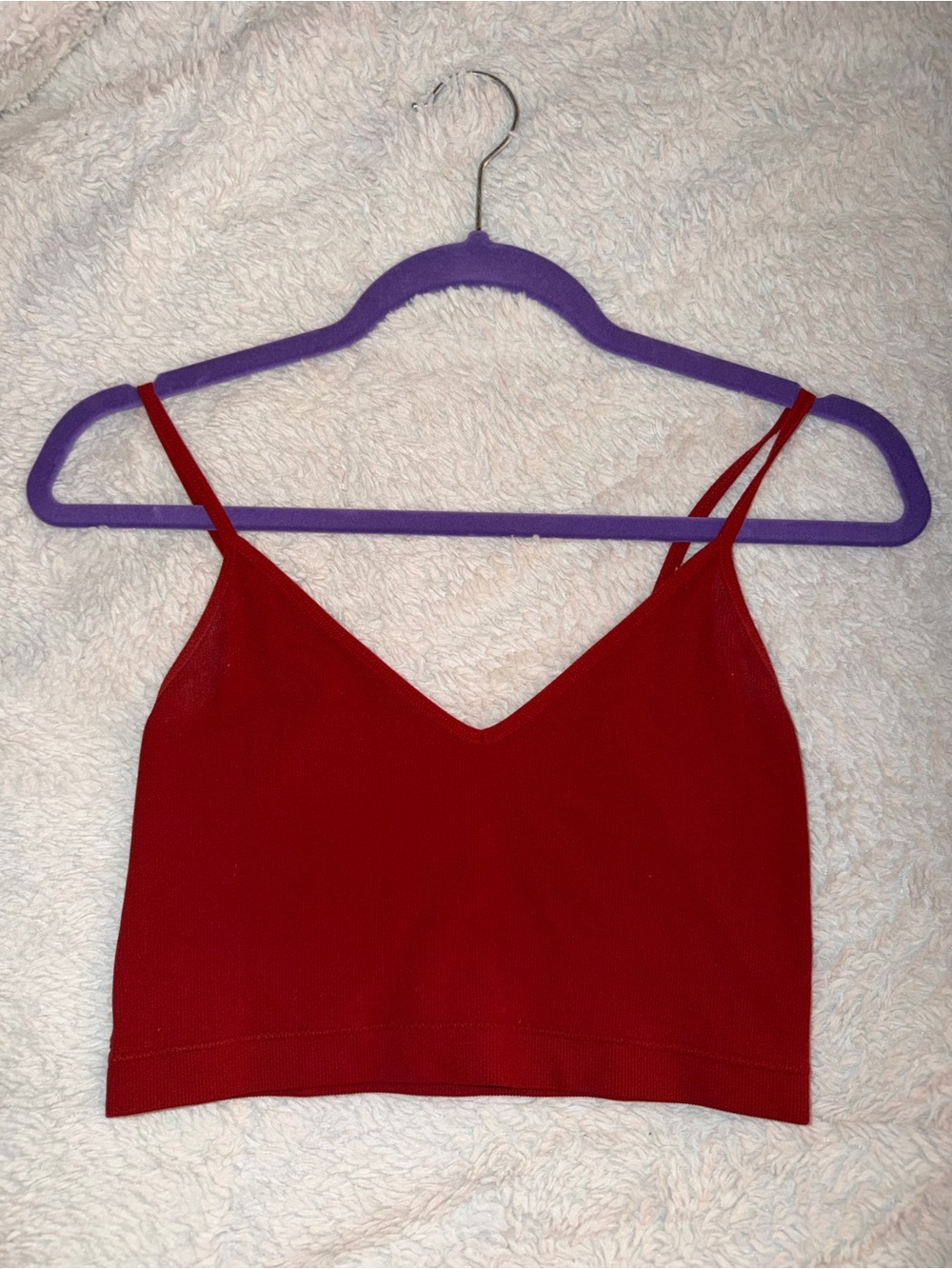 Garage Red V-Neck Spaghetti Strap Crop Top